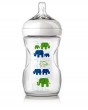 Philips Avent Barošanas pudelīte Natural Elephant Deco 260 ml, 1M+, zēniem